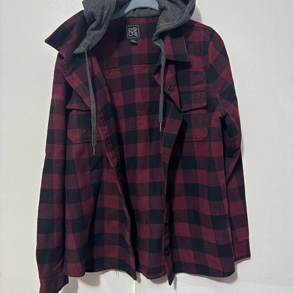 Empyre Red and Black Plaid Shirt Jacket